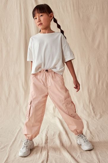 Pantalones cargo rosa claro de estilo paracaídas (3-16 años)