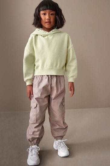 Cropped hoodie blush green top