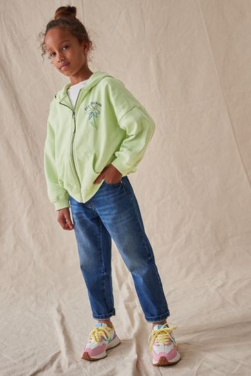 Lime green zip hoodie top