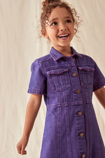 Purple Overdye Fitted Denim Dress 3 16yrs