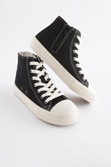 Black Standard Fit (F) Lace-Up High Top Trainers