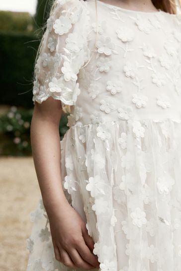 White 3d 2024 floral dress