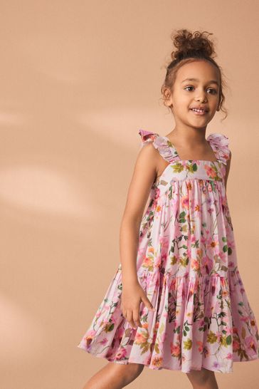 Pink Floral Printed Tiered Dress (3-16yrs)