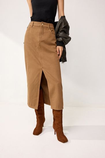 Rust brown sale leather skirt