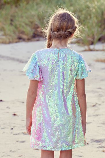 Pink and green sequin shirt dress clearance