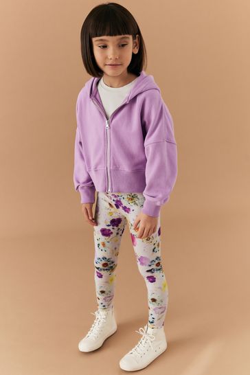 Sudadera con capucha y cremallera en lila morado (3-16años)