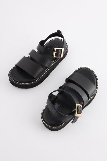 Chunky black 2024 leather sandals