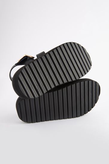 Black leather sales chunky sandals