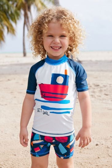 Navy Boat Sunsafe Top and Shorts Set (3mths-7yrs)