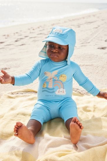 Baby swimsuit with matching hat on sale