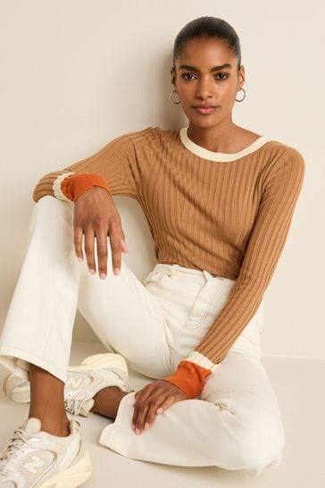 Buy Camel Brown Fitted Ribbed Jumper from Next