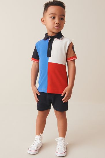 Red/Blue Short Sleeve Polo and Shorts Set (3mths-7yrs)