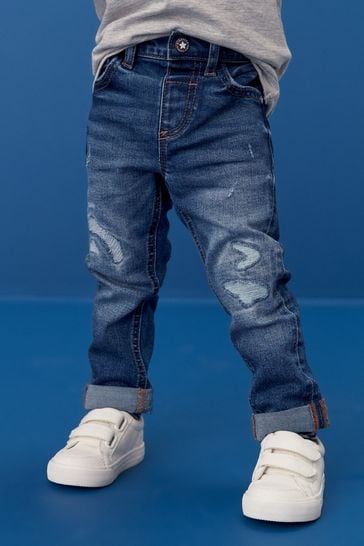 Mid Blue Denim Distressed Jeans (3mths-7yrs)