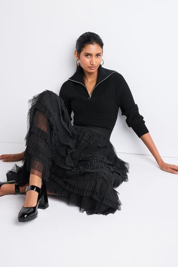 Tulle mesh midi maternity skirt 2025