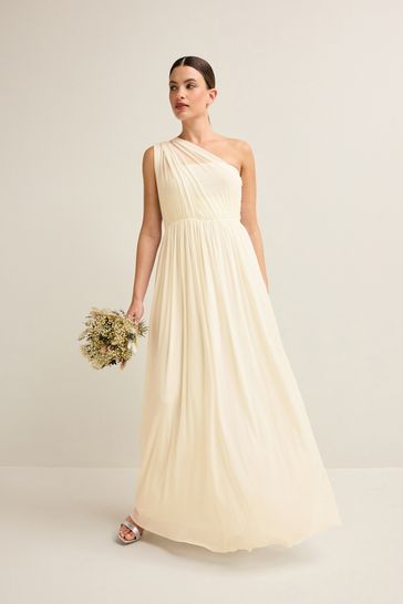 Cream Mesh Multiway Bridesmaid Wedding Maxi Dress