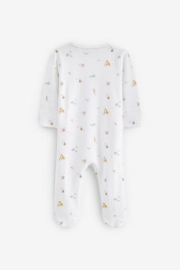 White Born in 2024 Baby Sleepsuit and Hat 2pc Set 0 9mths