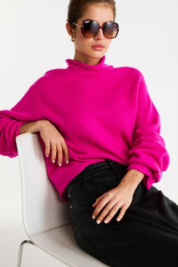 High neck cheap pink jumper