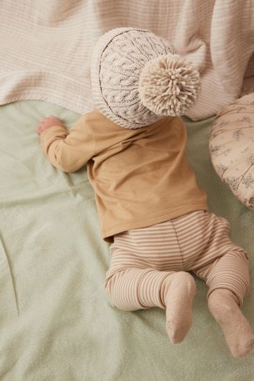Buy Orange Sage Green Stripe Baby T Shirts And Leggings Set 6 Pack