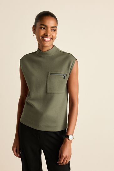 Green sleeveless turtleneck hot sale