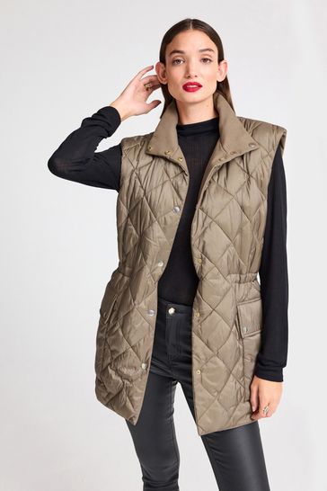 Mocha Brown Reversible Waisted Gilet