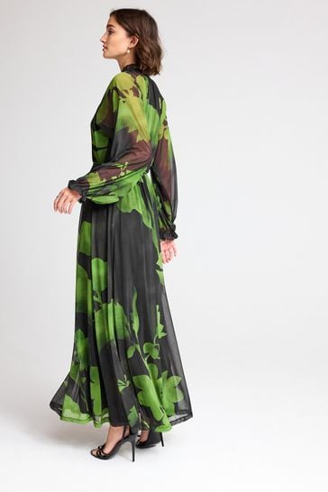Black and shop green floral dress
