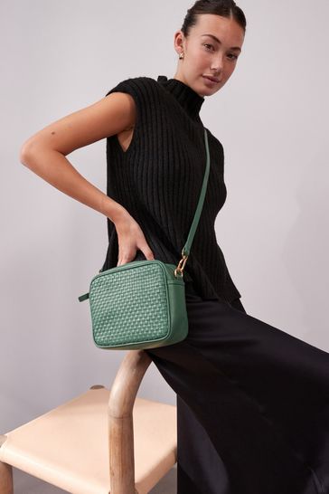 Green leather cross best sale body bag
