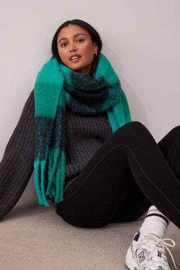 Buy Green Blue Check Blanket Scarf from Next Germany