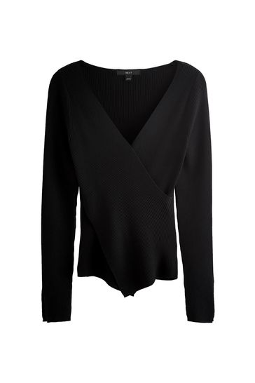 Black wrap jumper hotsell