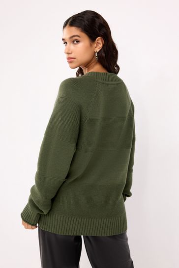 Khaki on sale ribbed jumper