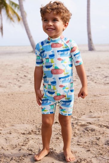 Blue Red Submarines Sunsafe All-In-One Swimsuit (3mths-7yrs)