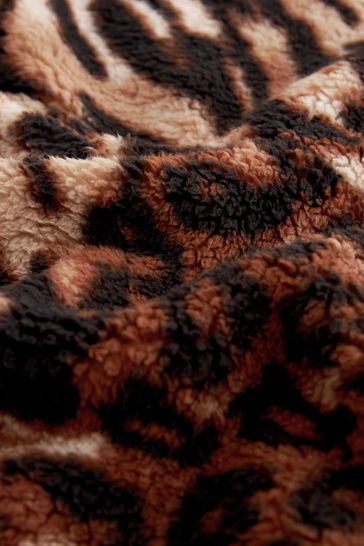 Leopard print borg zip up jacket discount