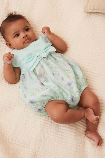 Green Floral Baby Bloomer Romper (0mths-2yrs)
