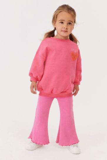 Conjunto rosa de sudadera y leggings acampanados (3 meses-7 años)