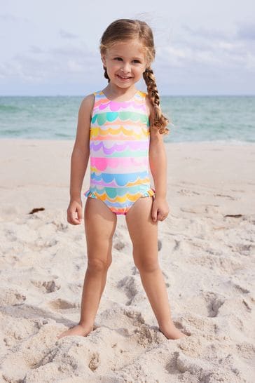 Multi Scallop Rainbow Frill Swimsuit (3mths-10yrs)