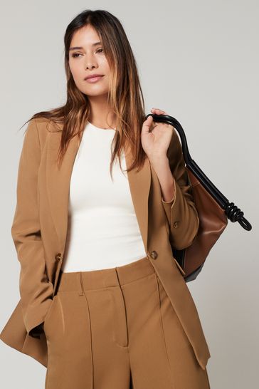 Fitted camel blazer cheap