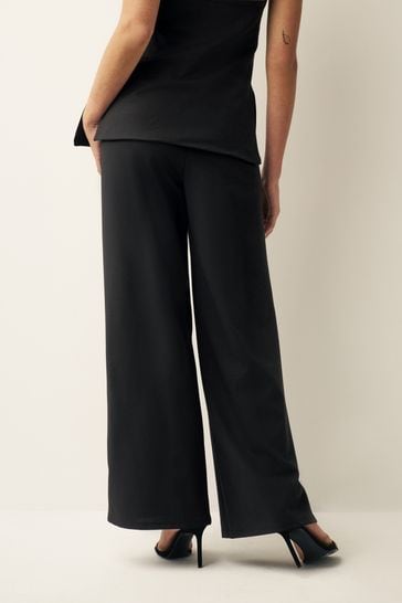 Black jersey sales wide leg trousers