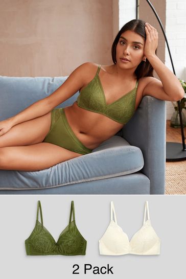 Pack of 2 Non-wired Lace Bras - Bra 
