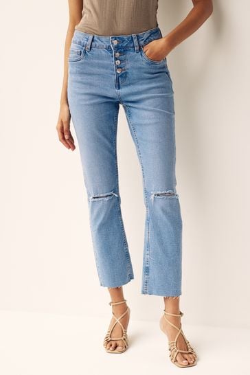 Mid Blue Denim Comfort Stretch Straight Jeans