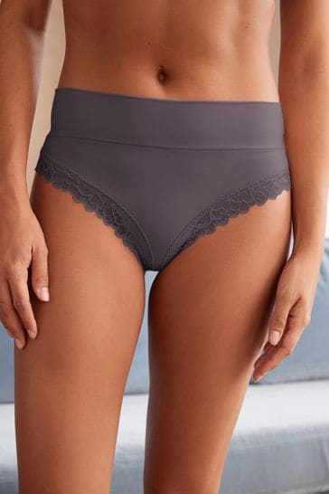 Buy Blue High Rise High Leg Ultimate Comfort Brushed Lace Trim Knickers  from Next Singapore