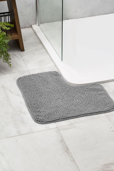 Grey Corner Bobble Bath Mat