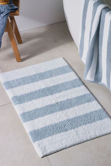 Blue striped sales bath mat