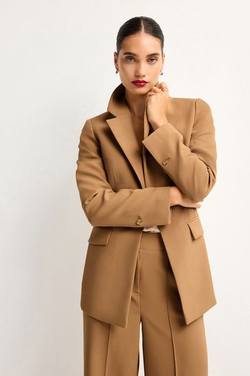 Camel sale fitted blazer