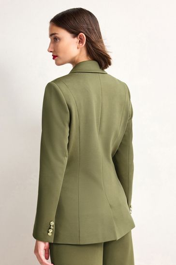 Buy Khaki Green Ponte Fitted Double Breasted Blazer from Next