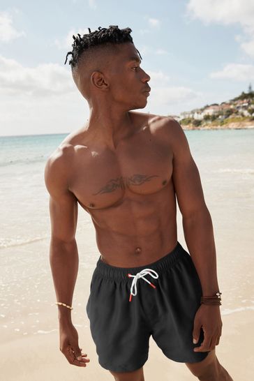 Black Plain Essential Swim Shorts