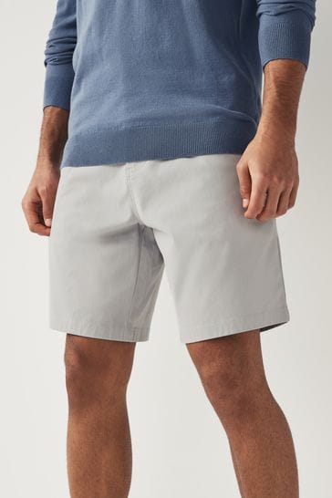 Pantalones cortos chinos en gris claro elásticos de corte recto