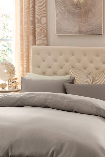 Mink Brown Cloud Natural Collection Luxe 300 Thread Count 100% Cotton Sateen Satin Stitch Duvet Cover And Pillowcase Set