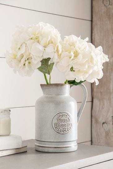 Grey Fresh Blooms Ceramic Jug