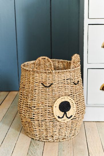 Natural Woven Bear Storage Basket