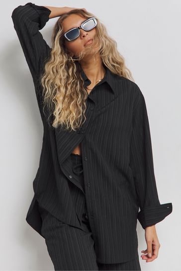 Simply Be Black Textured Relaxed Shirt