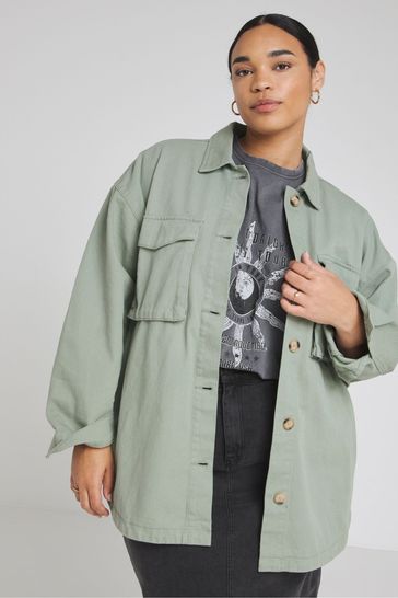 Simply Be Green Utility Cargo Jacket